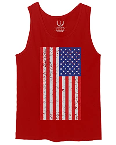 0073. Vintage u.s. American Flag United States of America USA Proud Patriotic Style Men's Tank Top (Red, Large)