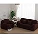 Stretch Seat Chair Covers Couch Slipcover Sofa Loveseat Cover 9 Colors/4 for 1 2 3 4 Four People Sofa + 1 Pillowcase (74"-90"/3 Seater, Coffee)