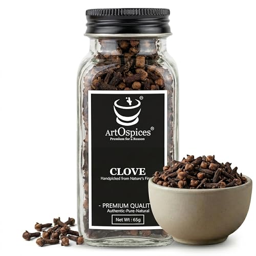 Image of ArtOspices Premium Whole Cloves (Laung / Grambu) 65g | Sourced from Idukki, Kerala | Strong Aroma & High Natural Oil Content | Handpicked & Fresh Dried | For Cooking, Baking, Chai & Wellness | Glass Jar
