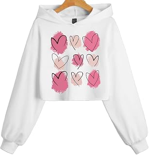 Heart Crop Hoodie Women Girl Casual Stylish Latest Black White Lavender Pink Under 399 499