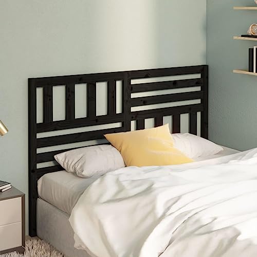 AUVYI Bett Kopfteil Gästezimmer Kiefer-Massivholz Schwarz 146x4x100 cm Modischem Home Ausgefallene Aussichten Schlafzimmermöbel Rustikalen Look Dekoration von Innenräumen Vielseitig