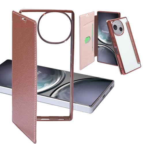 Carrier-City AQUOS sense9 ケース 手帳型 クリア アクオス センス9 ケース 薄型 透明 シャープ カバー かわいい オシャレ カードポケット カードケース スマホケース (AQUOS sense9, ローズゴールド)