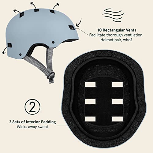 Retrospec Dakota Bicycle / Skateboard Helmet For Adults - Commuter, Bike, Skate, Scooter, Longboard & Incline Skating -Highly Protective & Premium Ventilation- Medium - Matte Crystal Blue #TOP2