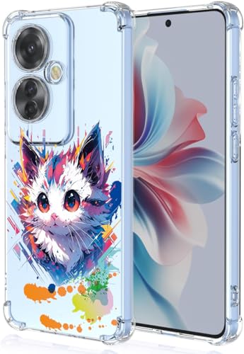 WOKEZ Katt Fodral till Oppo Reno11F 5G - Stötsäker Transparent Skydd