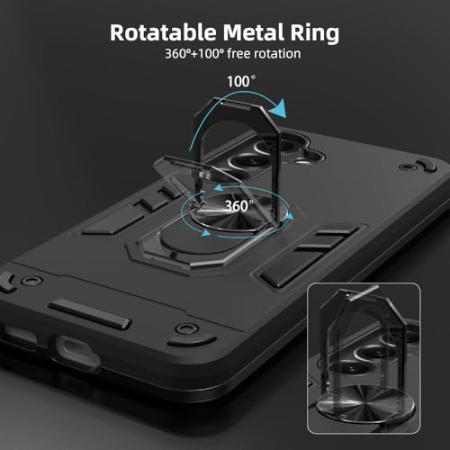 Image of NDCOM Premium Samsung S25 Back Cover | Enhanced Protection Case with Ring Holder |& Anti-Slip | BLACK