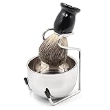 Elvielsl Men's Shaving Brush Kit 3 in 1 Wet Shaving Kit with Badger Hair Shaving Brush, Stainless St