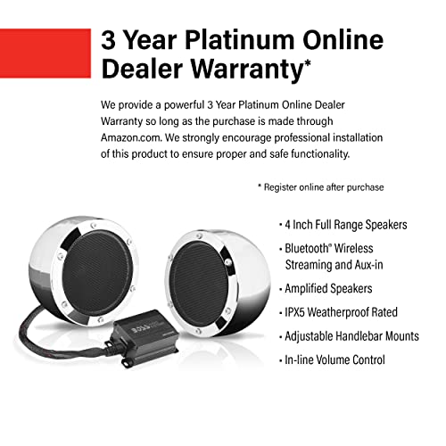 BOSS Áudio Sistemas MC720B Motorcycle Speaker System - Bluetooth, à prova de intempéries de colunas