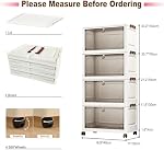 Collapsible Storage Bins with Magnetic Doors, Foldable Plastic Storage Containers for Bedroom, Office, Dorm Room Organizing 48cmx28cmx102cm(36QT-4 Tier)