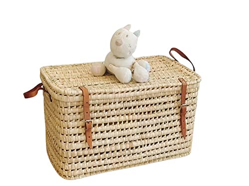 Caisse de Rangement en Osier, Malle en Osier 60 cm, Malle à Jouet, Coffre de Rangement