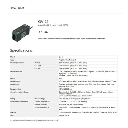 Capteur GV-21 amplification ultra rapide NPN double sortie - 3