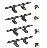 Thorn Boat Black Cleat Dock Marine 316 Stainless Steel Open Base Cleats W/Fasteners (6 Inch 4pcs)