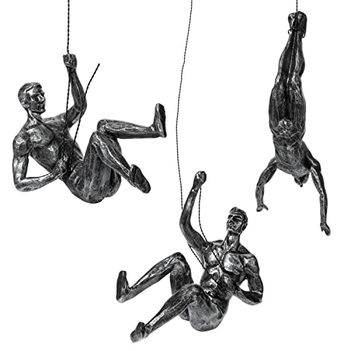 Set Of 3 Climbing Men Man Wall Art Decor Sculpture By Gute (Set Of 3) - Perfect Home Decor Gift, Climbing Man Wall Art Sculpture Decoration Statue Figurine Home & Office Rock Climbing Unique Gifts #TOP2
