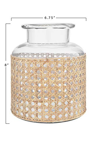 Bloomingville 8" H Glass Decorative Cane Sleeve Vase, Clear #TOP4
