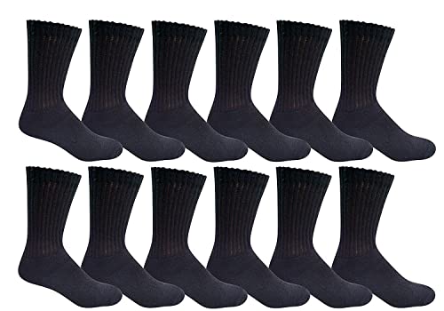 Diamond Star 12 Pairs Men's Value Pack Athletic Cotton Moisture Control Crew Socks Multipack (As1, Numeric, Numeric_6, Numeric_12, Regular, Regular, Black) #TOP8