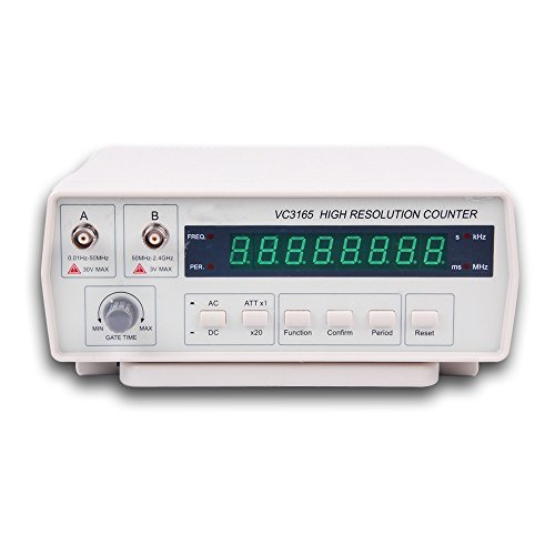 Contador de frecuencia, RISEPRO Medidor de señal de frecuencia de banco digital con cable de alimentación CA Cables de prueba BNC 10Hz - 2.4 GHz VC3165