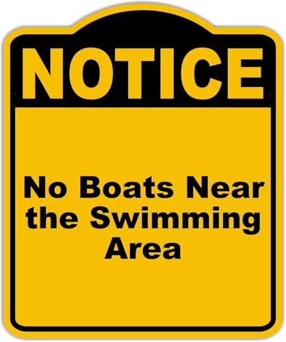 No Boats Near the Swimming Area Notice Yellow Black Aluminum Composite Sign 20 x 24 inches
