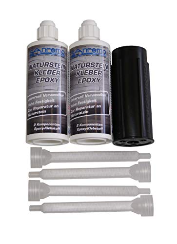 Preisvergleich Produktbild NATURSTEIN KLEBER 280ml + 4 Mischdüsen + Auspressstössel 2-Komponenten Klebstoff Epoxidharz Kleber