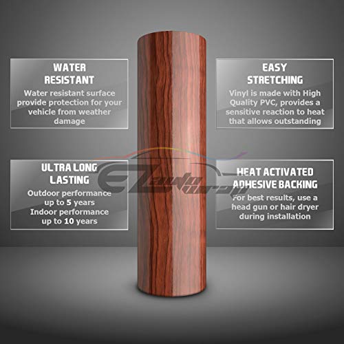 12"X60" (1Ftx5Ft) #7 Gloss Wood Grain Vinyl Wrap Sticker Diy Decal Car Auto Vehicle Motorcycle Air Release Bubble Free Self Adhesive Peel And Stick Home Kitchen Decoration Free Tool Kit #TOP5