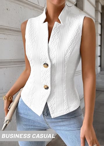 Image of Mina Self Women's 2026 Summer Lightweight Knit Vest Top - Breathable Stretchy Floral Trendy Casual Work Office Slim Waistcoat
