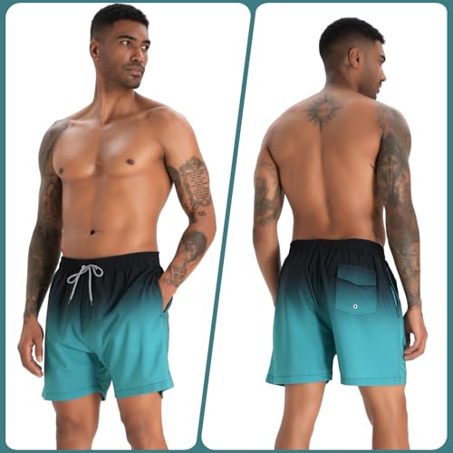 zeetoo Mens Swim Trunks with Compression Liner 5.5" Inseam Shorts Bathing Suit Quick Dry Swimsuit2
