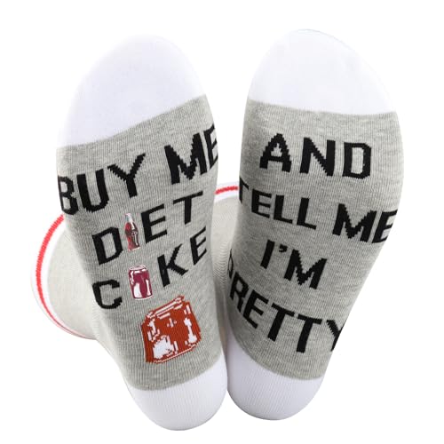 ZJXHPO Diet Drinks Crew Sock Drinker Gift Buy Me Diet Drinks And Tell Me Im Pretty Novelty Sock Drinks Lover Gift (US Alpha One Size Regular Regular Diet Pretty Sock)