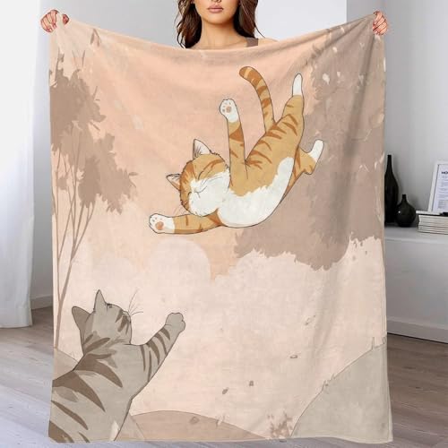 Plaid dessin animé chat doux grand format couverture de salon cocooning