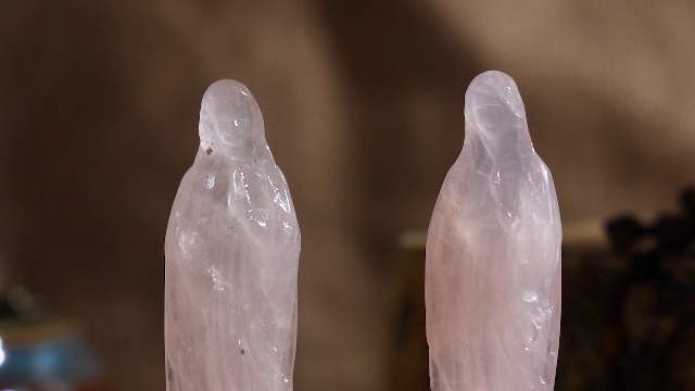 Estatua Virgen María Orando de Cuarzo Rosa 88-92 mm miniatura 7