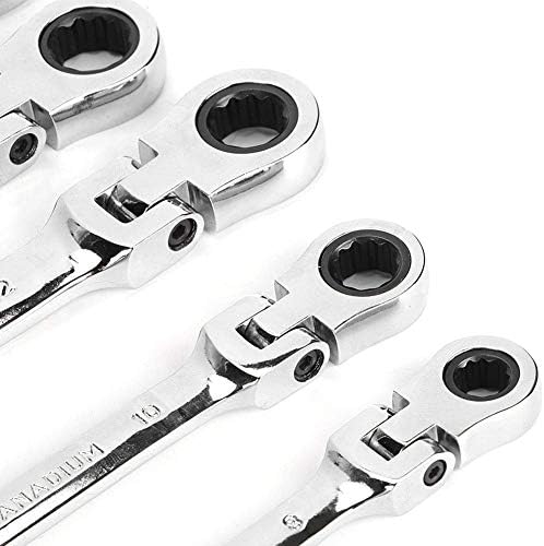 Ratchet Spanners Set, Flexible Head Spanner Sets 8-17 mm Combination Spanner Set Multi-Function Wrench Ratchet Repair Tools Set for Cars Bicycles Vehicles Repairing, 6 Pcs