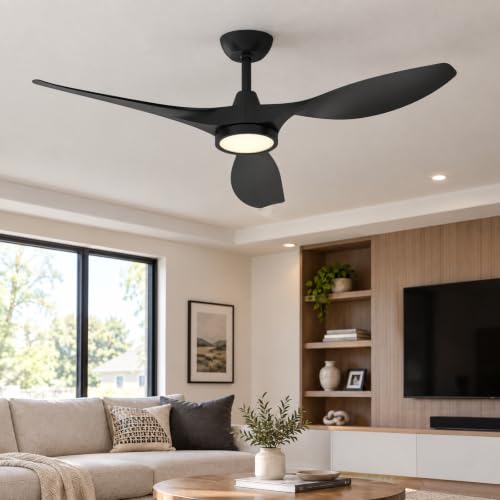 Roomratv 52 Inch Modern Ceiling Fan with Light, Dimmable, Remote Control