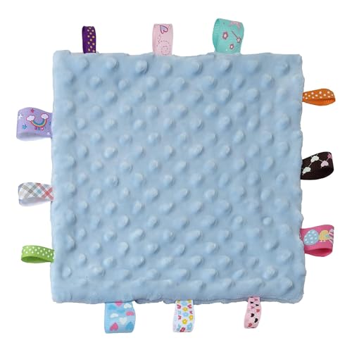 Image of CREVENT Soft Baby Lovey Security Blanket, Small Plush Comfort Blanket for Baby Girls, Sensory Soothing Toy, Newborn, 10 inch x 10 inch 2pcs