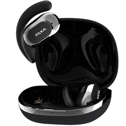 Open Ear Earbuds Wireless Bluetooth 5.4 Open Ear Headphones 60H Playback Smart Control Over the Ear Earbuds with Ear Hooks Wireless Earbuds Lightweight Design Fit Cycling, Running, Workout Deep Black