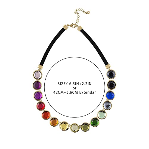 Rachel Round Rainbow Stones Collar Statement Necklace For Women Fashion #TOP6