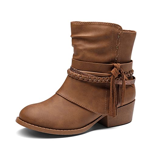 DREAM PAIRS Girls Ankle Boots Side Zipper Low Heels Boots Little Kid/Big Kid