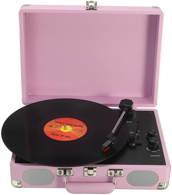Vinyl Record Player Lp Disc 33/45/78 RPM Button 3 Color Portable Leather Gramophone Speaker Turntable