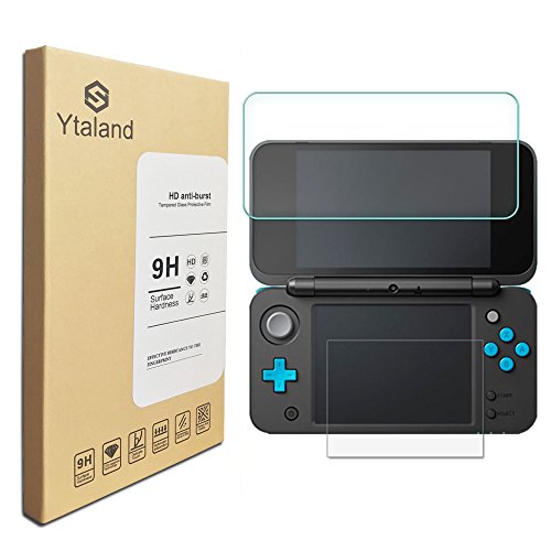 Nintendo 2DS XL Screen Protector, Top + Bottom Tempered Glass Anti-Fingerprints Thin 9H