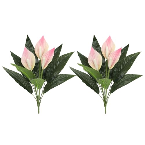 Lyrtrees Artificial Peace Lily Plant with Pink Flowers