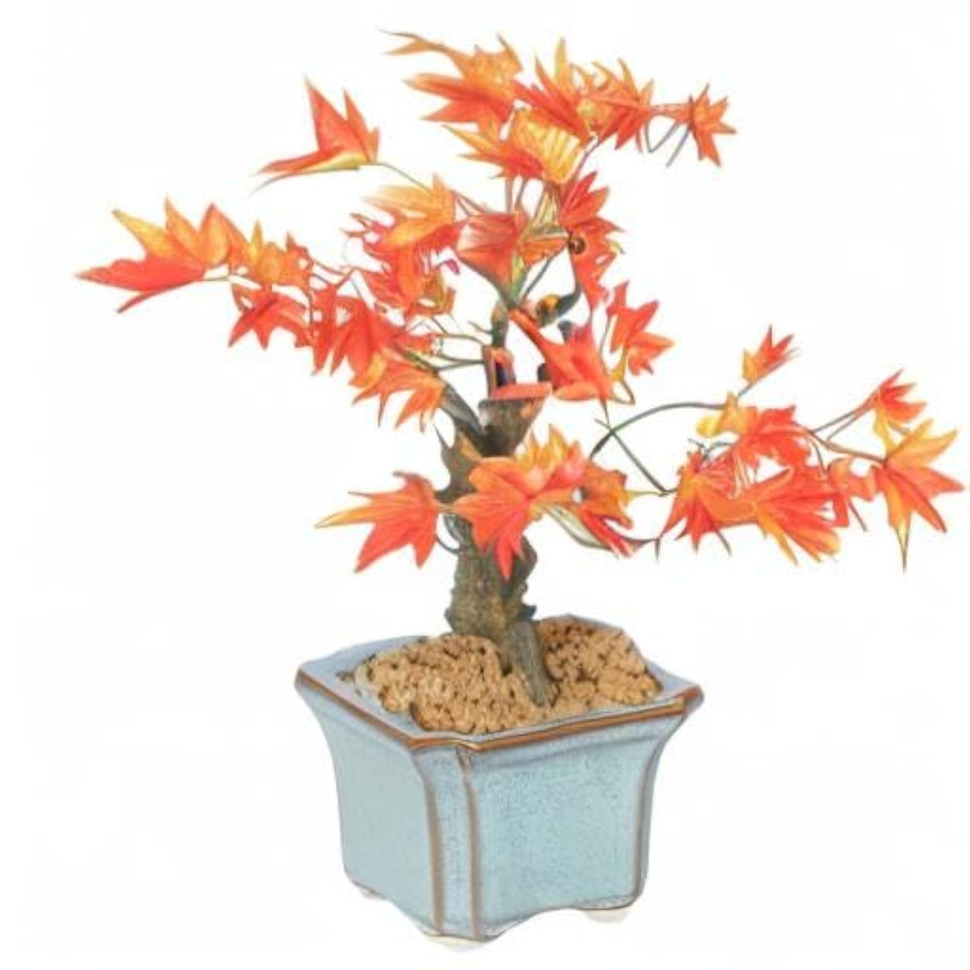 Artificial Japanese Maple Bonsai Plant in a Ceramic Vase for Home and Office Décor