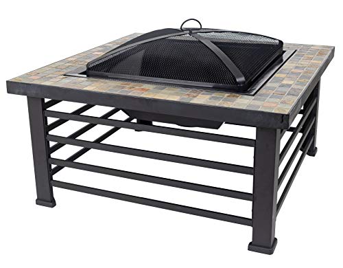 Pleasant Hearth Ofw732S 34" Square Cascade Slate Top Wood Fire Pit #TOP6