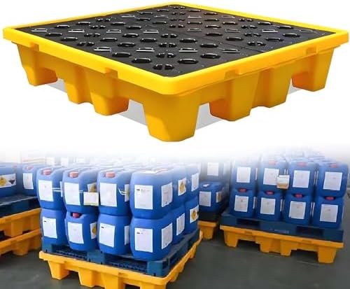 Heavy-Duty Modular Spill Containment Platform with Drain Outlet | Stackable Leakproof Tray for Garage, Kitchen, Basement & Industrial Storage (120x60x17cm) - Spill-Proof Solution
