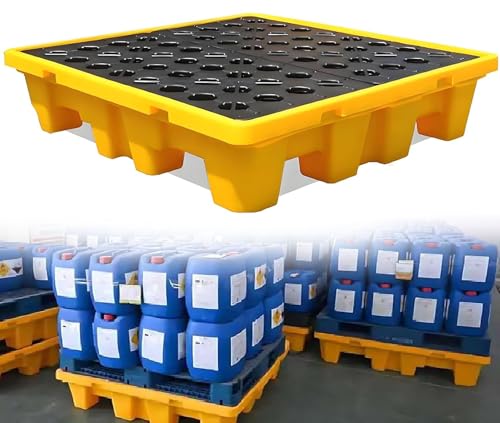 Générique Bac de rétention Robuste avec Drain | Plateforme de Stockage empilable et étanche pour huiles et Produits Chimiques, idéale pour Garage, Cuisine, sous-Sol et Usage Industriel (49 x 35 x 9,5