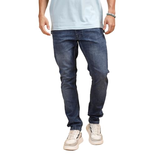Image of WROGN Men's Stretch Cotton Jeans | Solid | Slim Fit