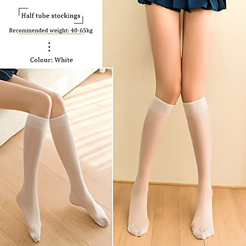 9 paar kniekousen voor dames dunne kniekousen ultradunne kousen witte halflange nylon transparante sokken - zwart,M - Image 4