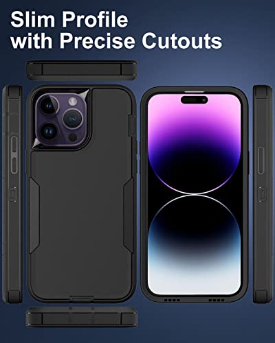 Dahkoiz For Iphone 14 Pro Max Case, With Tempered Glass Screen Protector And Dust-Proof Port Cover, Full Body Protection Rubber Phone Case For Iphone 14 Pro Max 6.7-Inch, Black/Black #TOP1