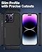 Dahkoiz for iPhone 14 Pro Max Case, with Tempered Glass Screen Protector and Dust-Proof Port Cover, Full Body Protection Rubber Phone Case for iPhone 14 Pro Max 6.7-Inch, Black/Black