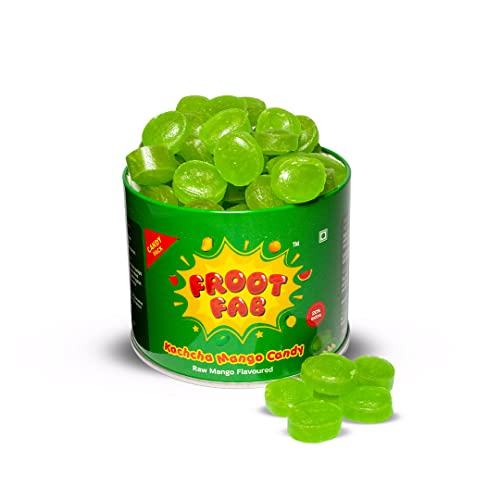 Image of CandyVille Frootfab Kachcha Mango Candy Tin (340 Gm) | Kachi Keri | Kaccha Aam | Raw Mango Flavoured Candy Tin