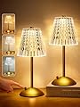 One Fire Nightstand Lamps Set of 2, Dimmable Crystal Table Lamp 3 Colors Gold Lamp,Touch Lamp Bedroom Lamps, Rechargeable Small Lamp, Bedside Lamps Set of 2 for Bedroom Living Room Bathroom Hotel Bar