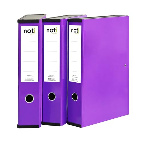 Box File Laminated Foolscap, Lockspring, Ring Pull & Catch, 75mm Spine, Purple (Box of 3)