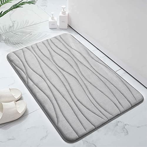 smiry Memory Foam Bath Mat Set, Pack of 2, Non-Slip Soft Bathroom Mats and Super Absorbent Machine-Washable U-Shaped Toilet Pedestal Mat Bathroom Mat Sets 2 Piece, 50 x 80 cm + 50 x 60 cm, Black