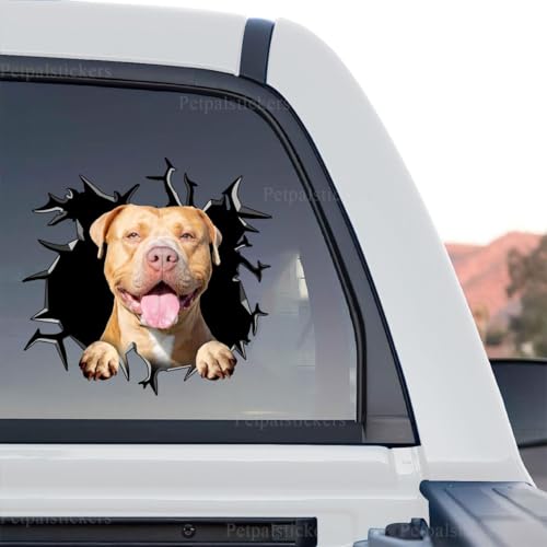 Image of Vinyl Dog Stickers - Car Decals for Women, Dog Lovers (Pitbull Decals)
