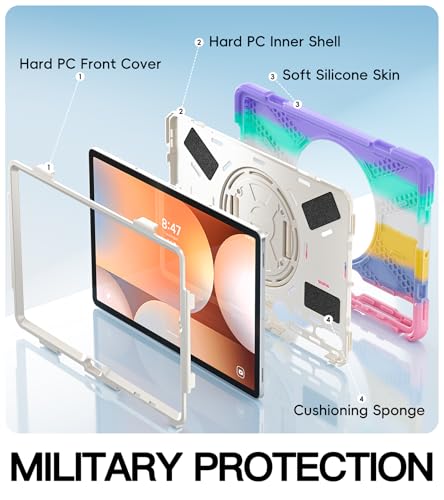 Image of BRAECN Case Galaxy Tab S10 Plus / S9 Plus / S9 FE+ / S8 Plus / S7 Plus / S7 FE | 12.4 inch Shockproof Heavy Duty Full Body Protective Cover with Hand Strap & Kickstand, Shoulder Strap, S Pen Holder Pink